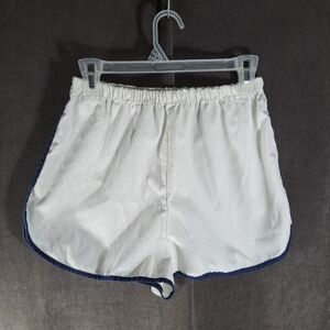 Vintage 70s White With Navy Blue Trim High School Gym Sports Shorts VG 14